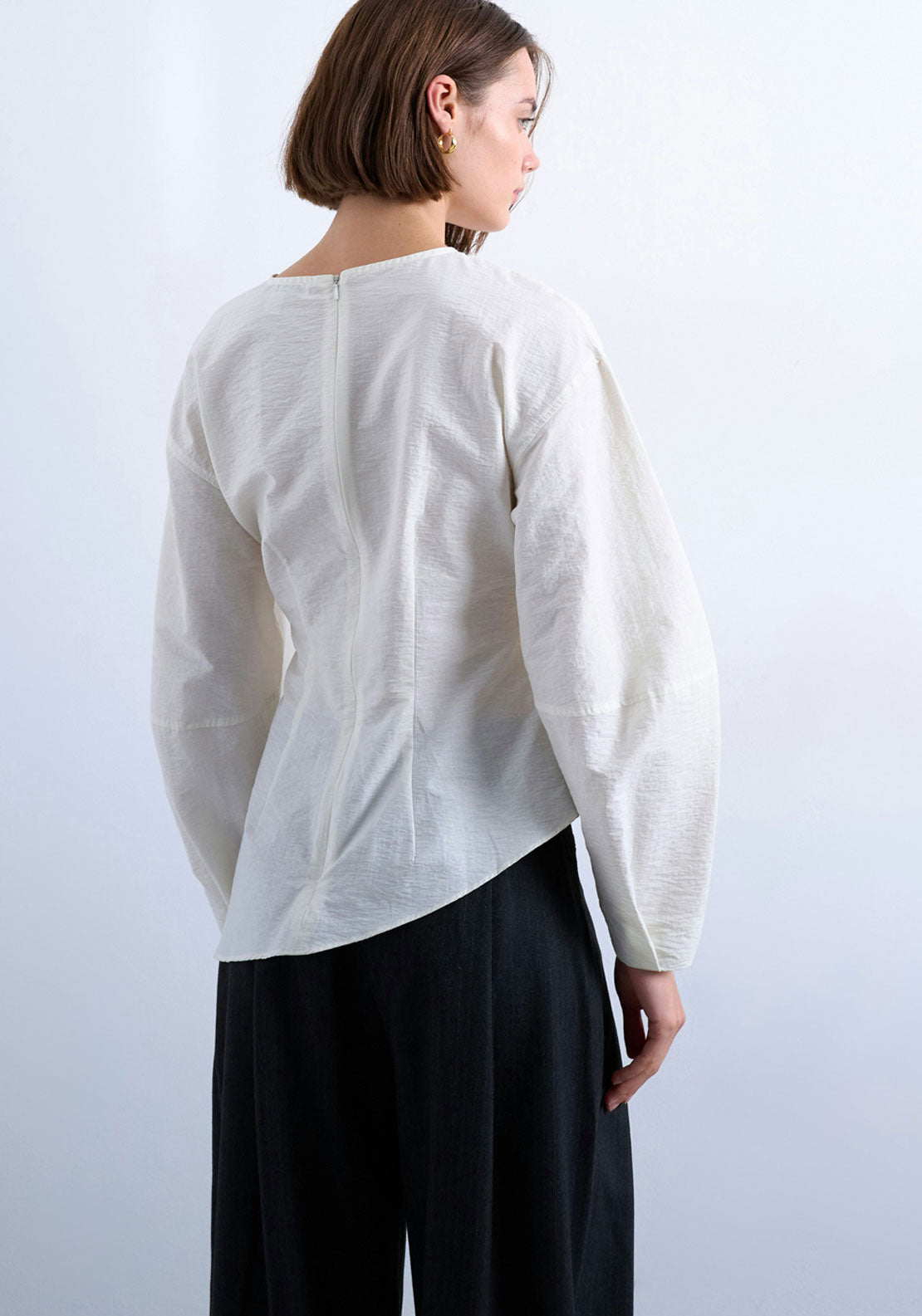 Topshop Lennie Round Neck Top - Ivory Cream 2 Shaws Department Stores