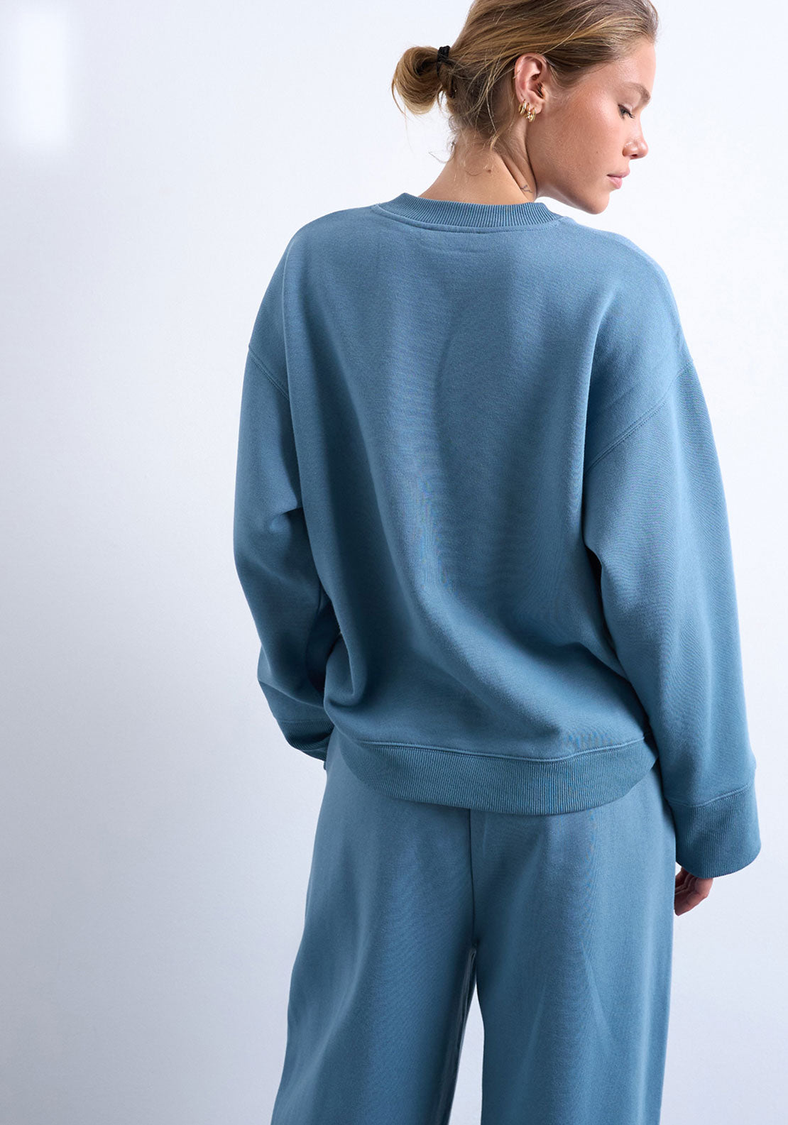 Topshop Abba Wide Sleeve Sweatshirt - Blue Iolite 2 Shaws Department Stores