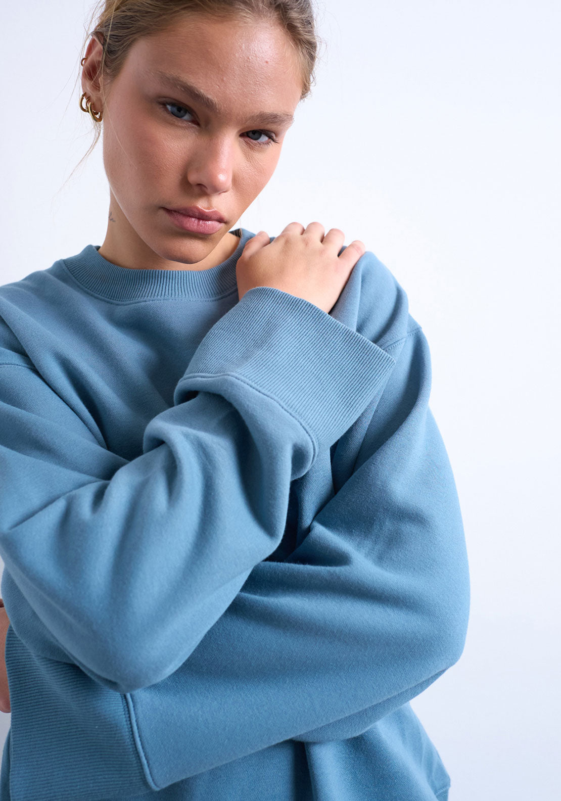 Topshop Abba Wide Sleeve Sweatshirt - Blue Iolite 3 Shaws Department Stores