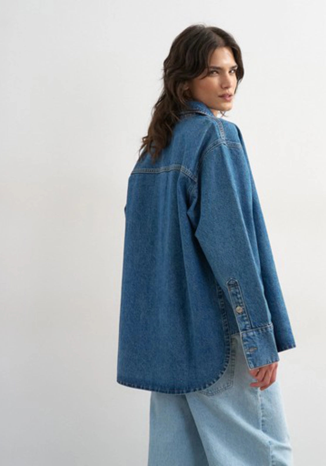 Esther Oversized Shacket - Blue Denim