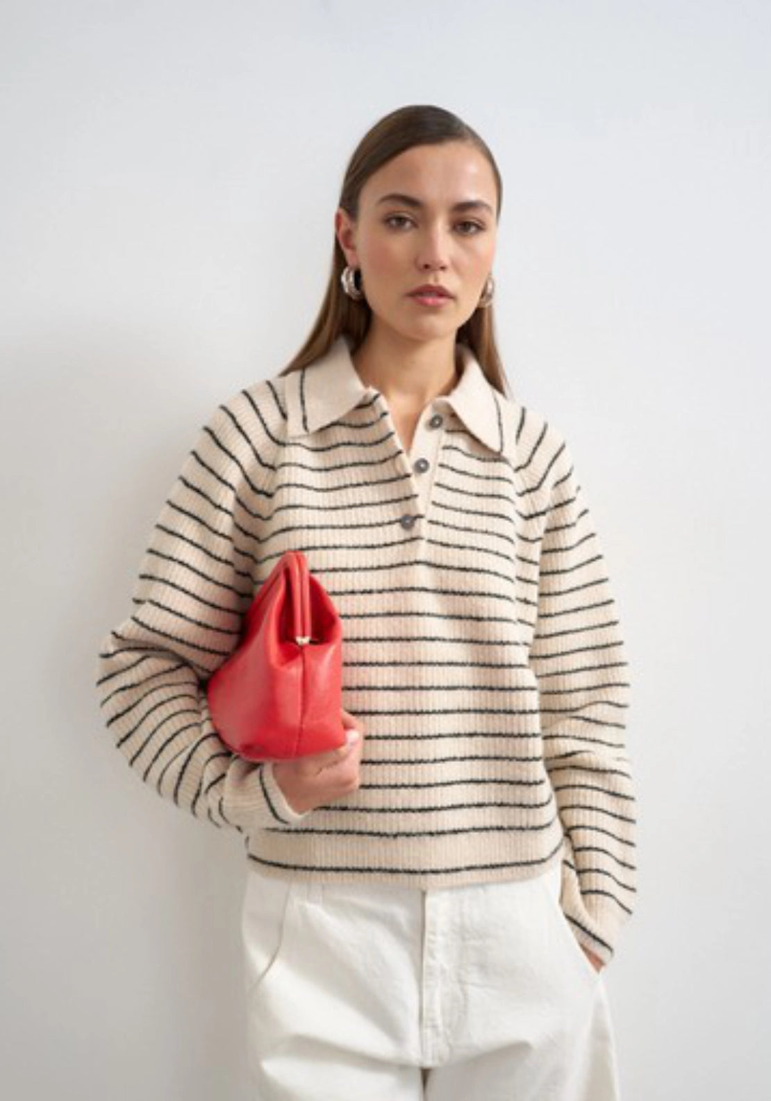 True Long Sleeve Polo - Natural