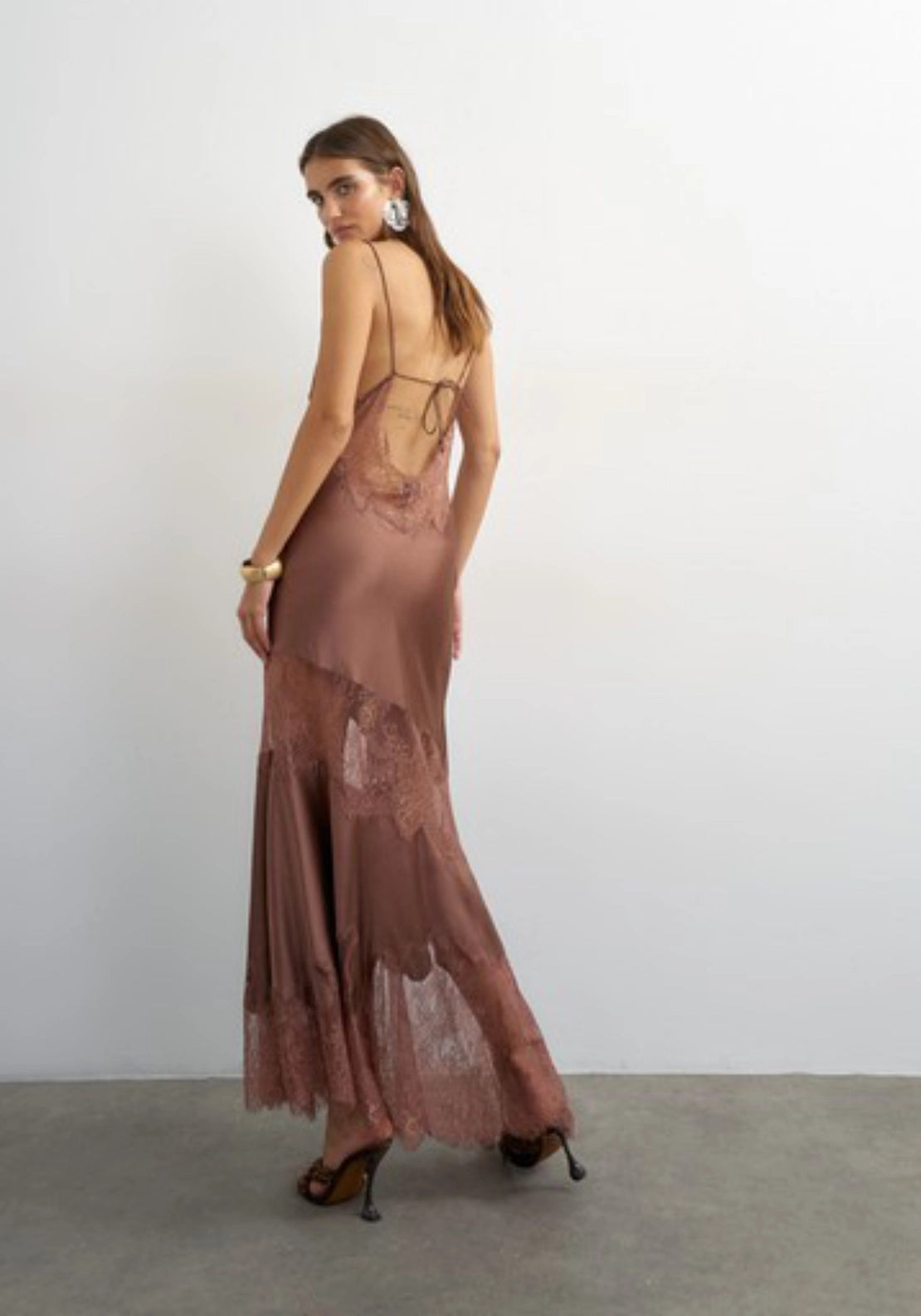 Ilisa Sleeveless V-Neck Maxi Slip Dress - Mole