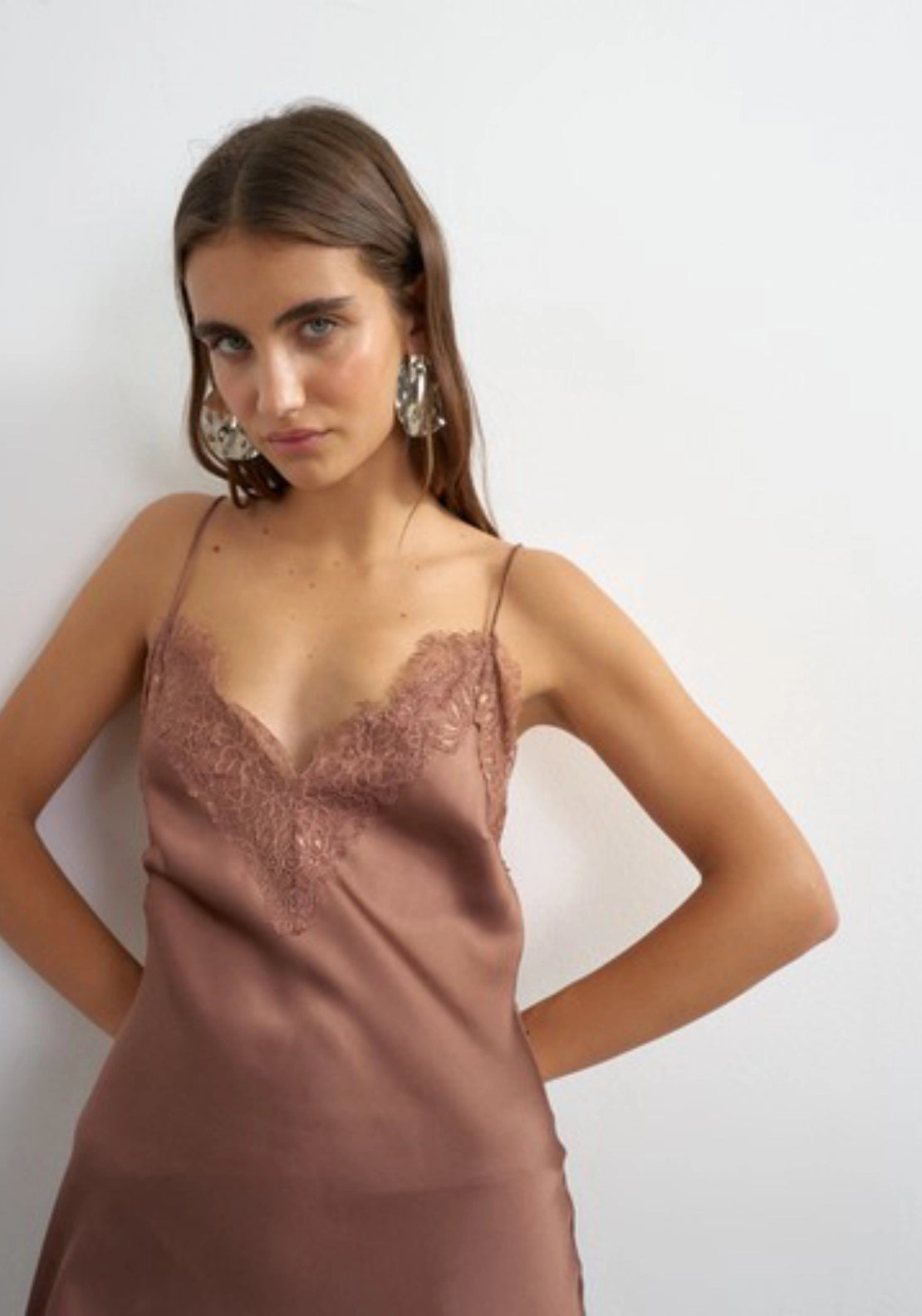 Ilisa Sleeveless V-Neck Maxi Slip Dress - Mole