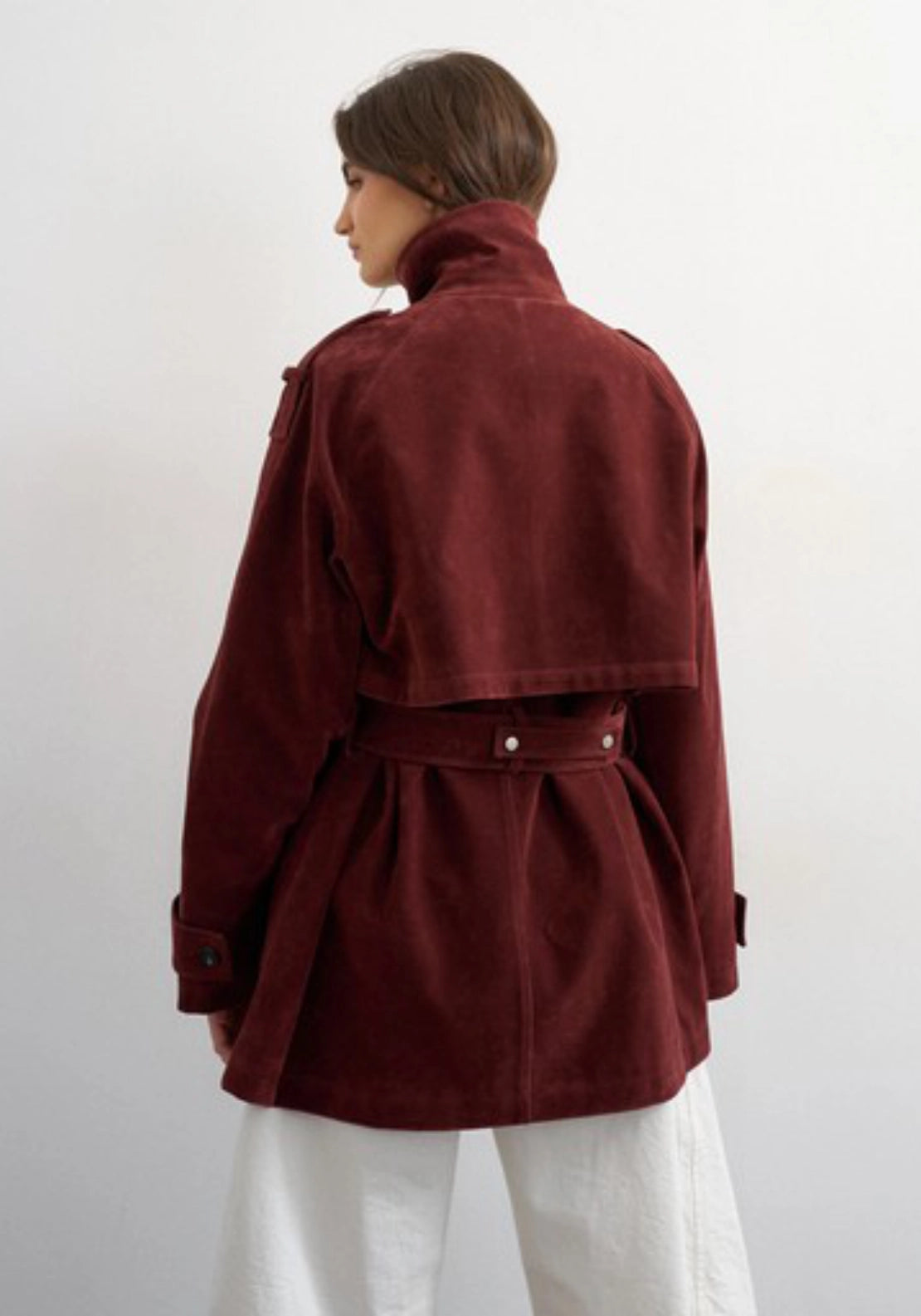 Sikka Cropped Trench - Burgundy