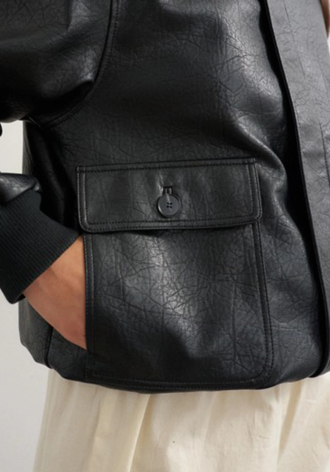 Trille Coated Bomber Jacket - Black