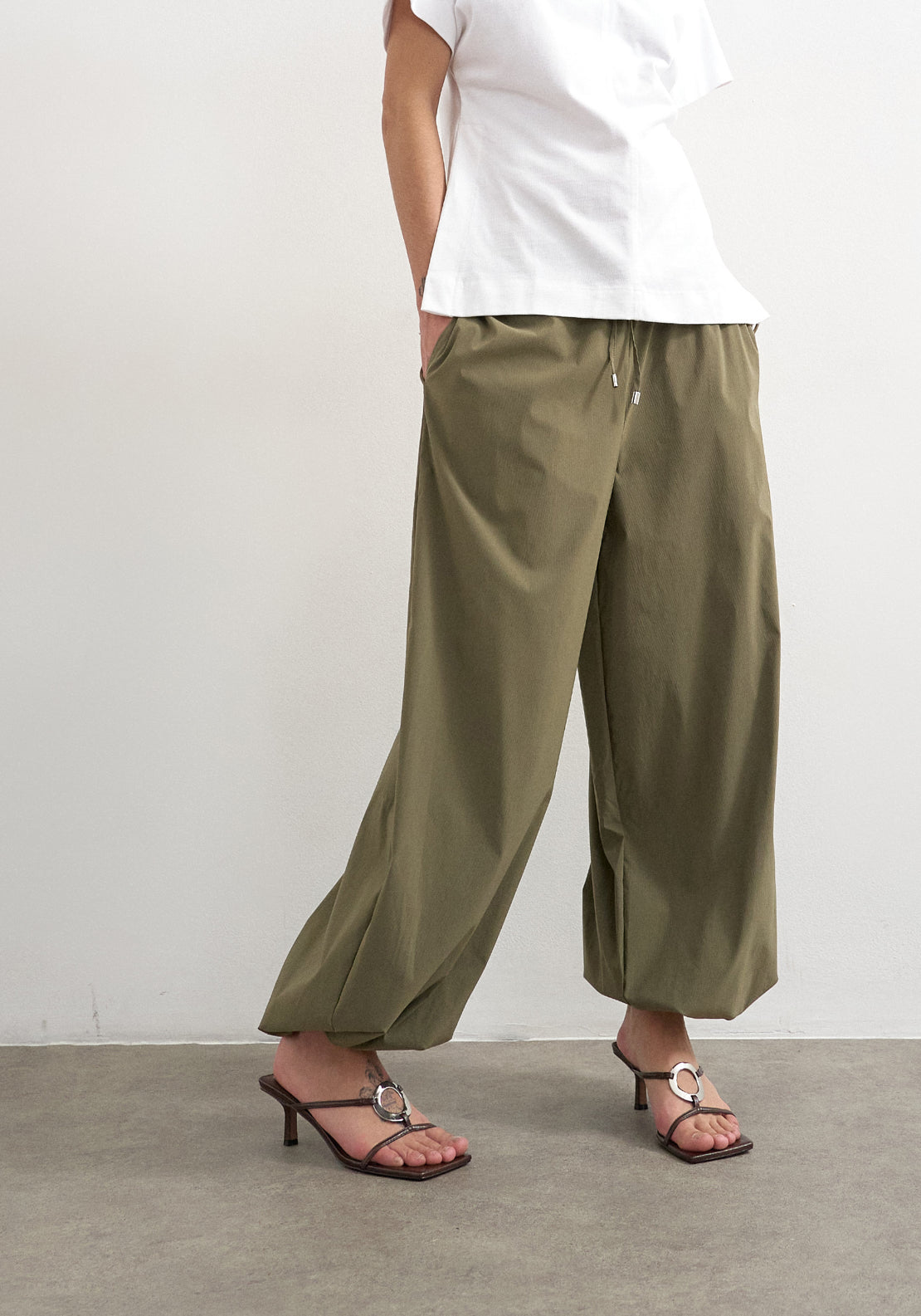 Topshop Balia Balloon Trousers - Green 1 Shaws Department Stores