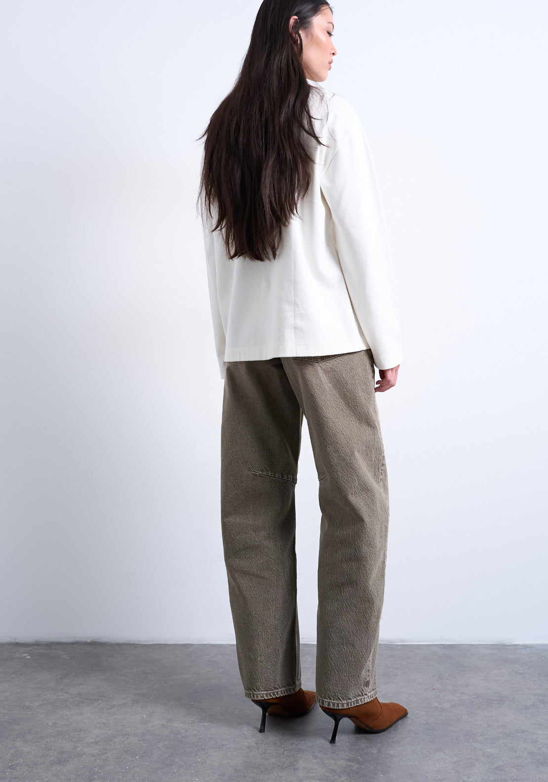 Topshop Barrel High Rise Denim Jeans - Pesto 2 Shaws Department Stores