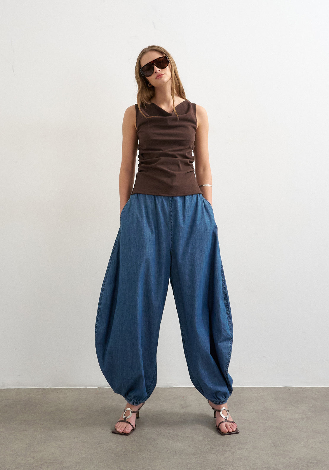Topshop Caroline Bengaline Tank Top - Chocolate Brown 4 Shaws Department Stores