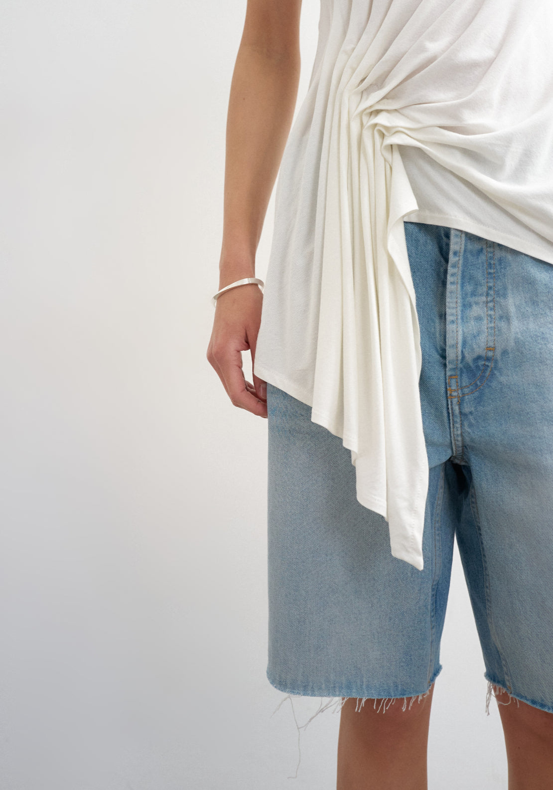 Topshop Clara Drape Side Tank Top - White 3 Shaws Department Stores