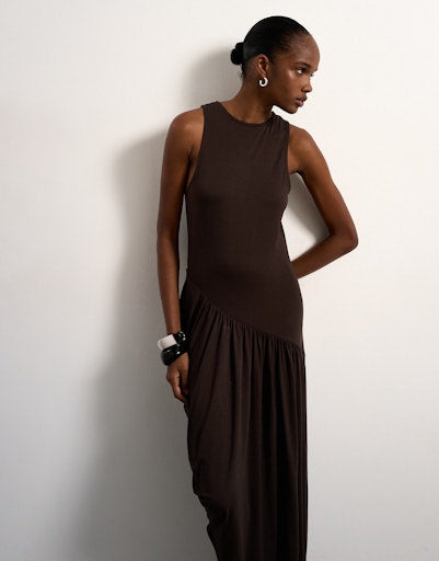 Topshop Julie Bubble Ham Maxi Dress - Chocolate Brown 4 Shaws Department Stores