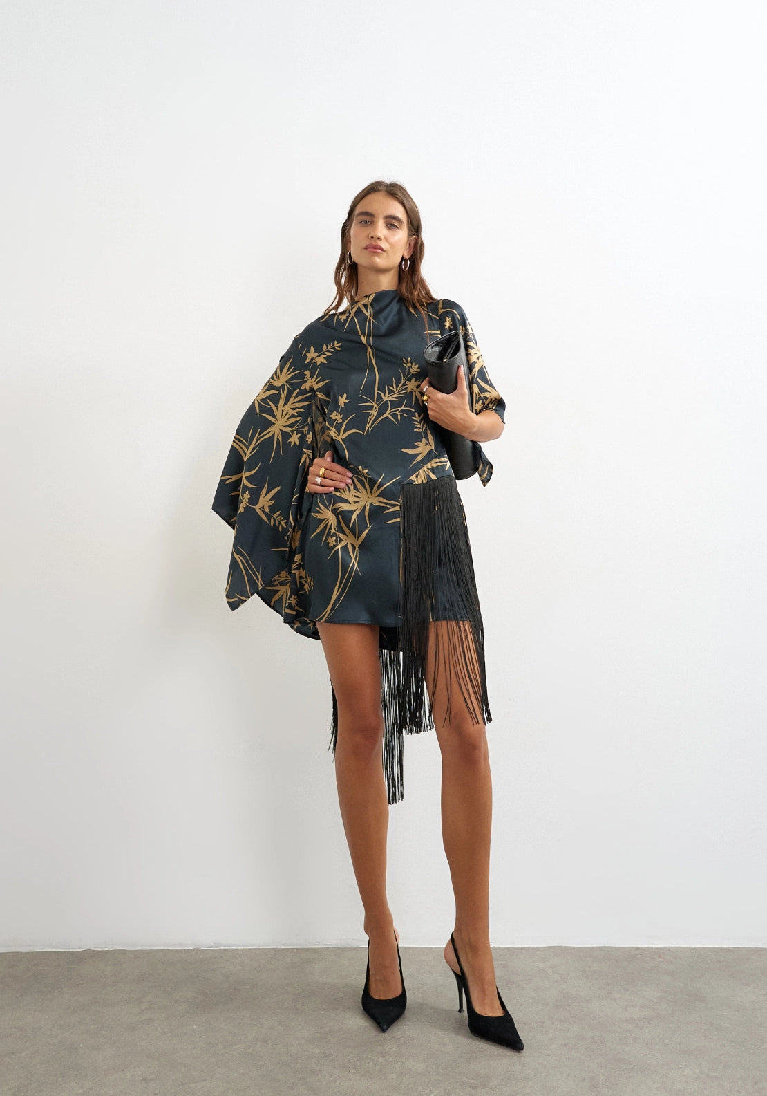 Abenna Fringed Mini Dress - Jet Black