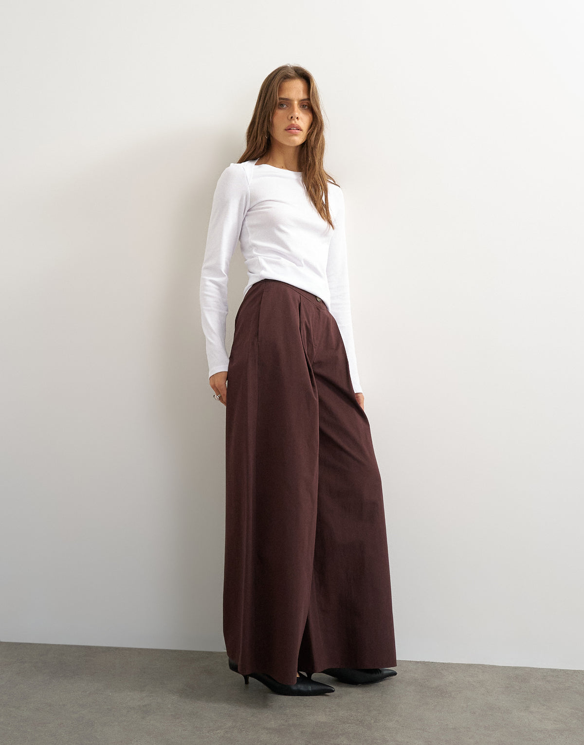 Ara Pintuck Wide Leg Trousers - Eggplant