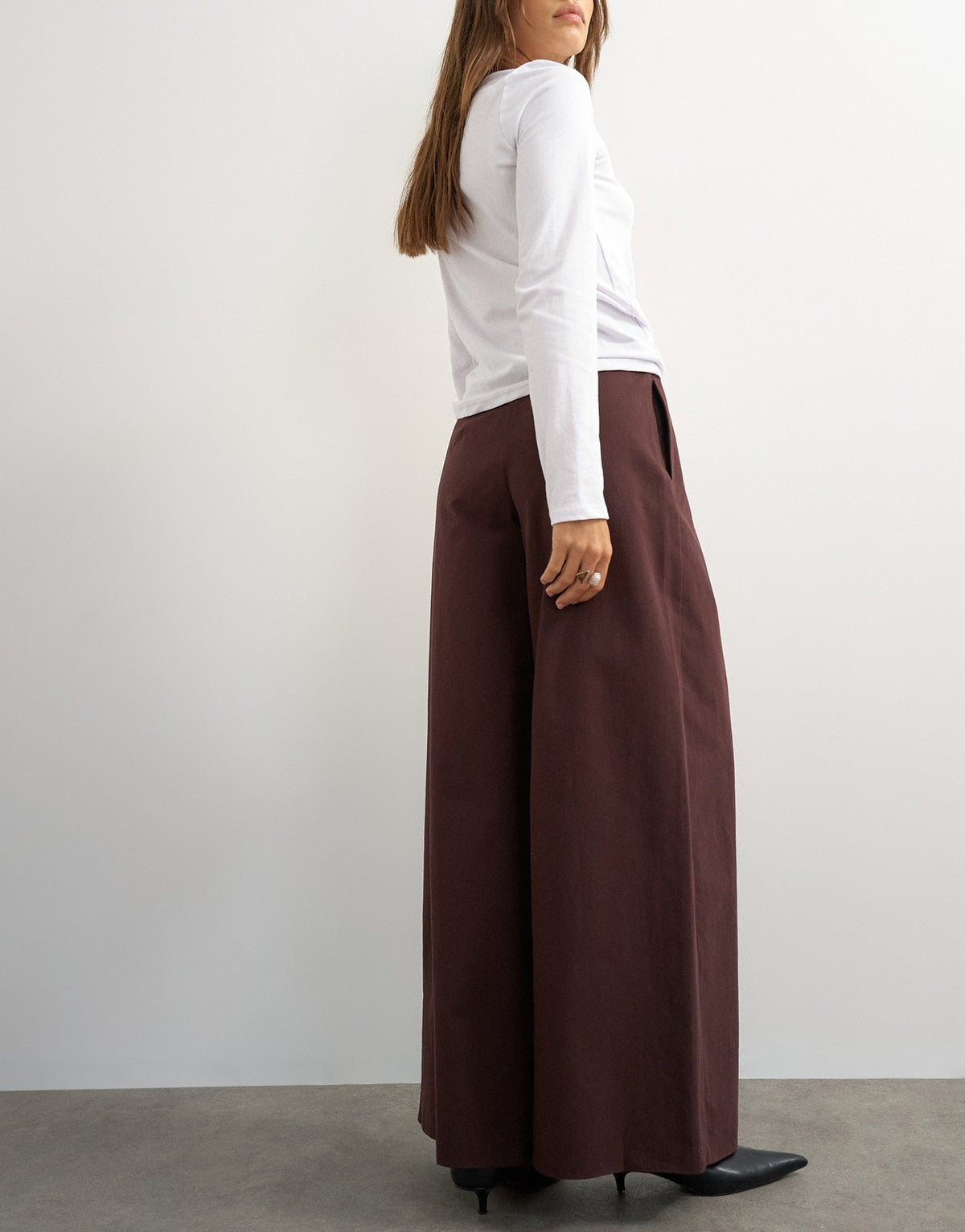 Ara Pintuck Wide Leg Trousers - Eggplant