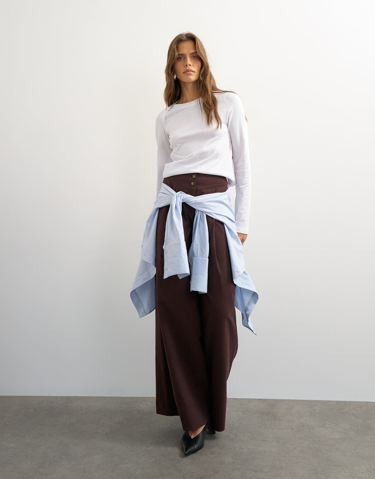 Ara Pintuck Wide Leg Trousers - Eggplant