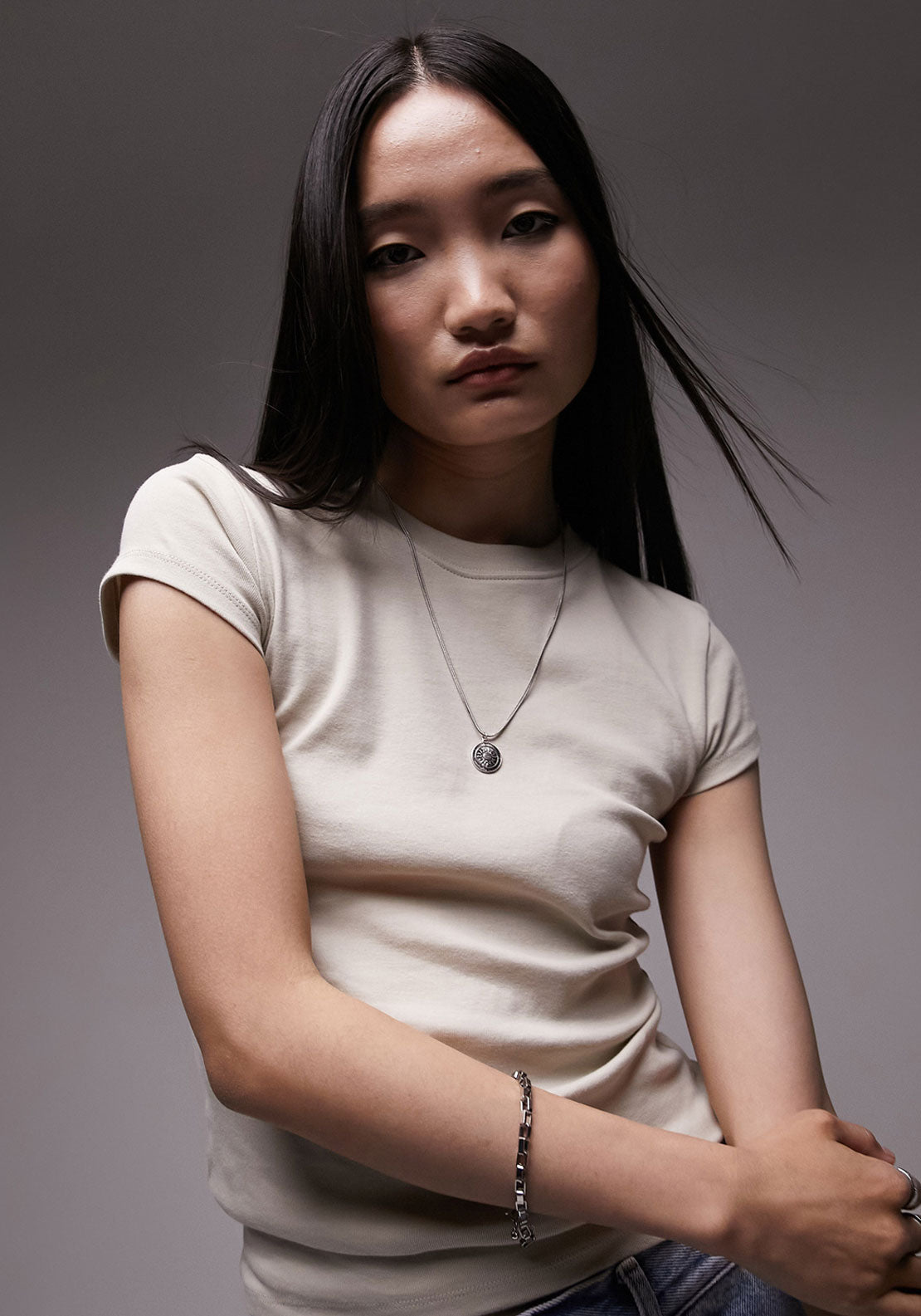 Topshop Everyday Short sleeve Top - Beige 2 Shaws Department Stores