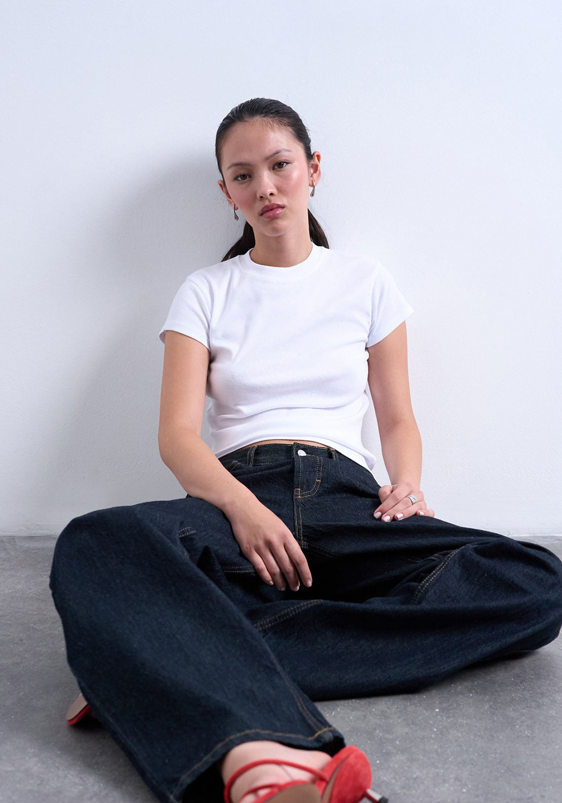 Topshop Everyday Short sleeve Top - Snow White 1 Shaws Department Stores