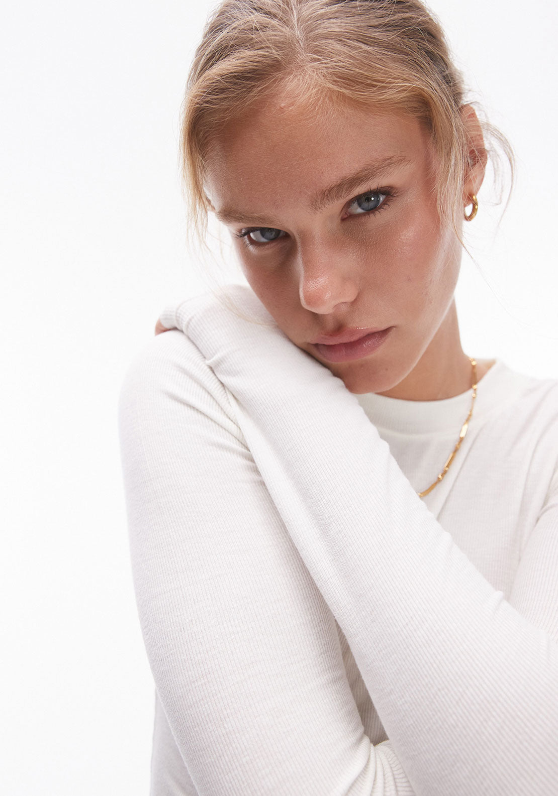 Topshop Premium Long Sleeve Top Jrs - Snow White 3 Shaws Department Stores