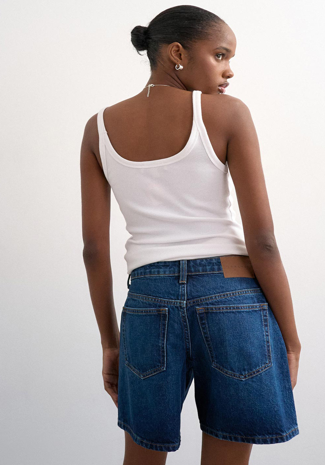 Topshop Vigga High Rise Denim Shorts With Zip Fastening - Blue Denim 2 Shaws Department Stores