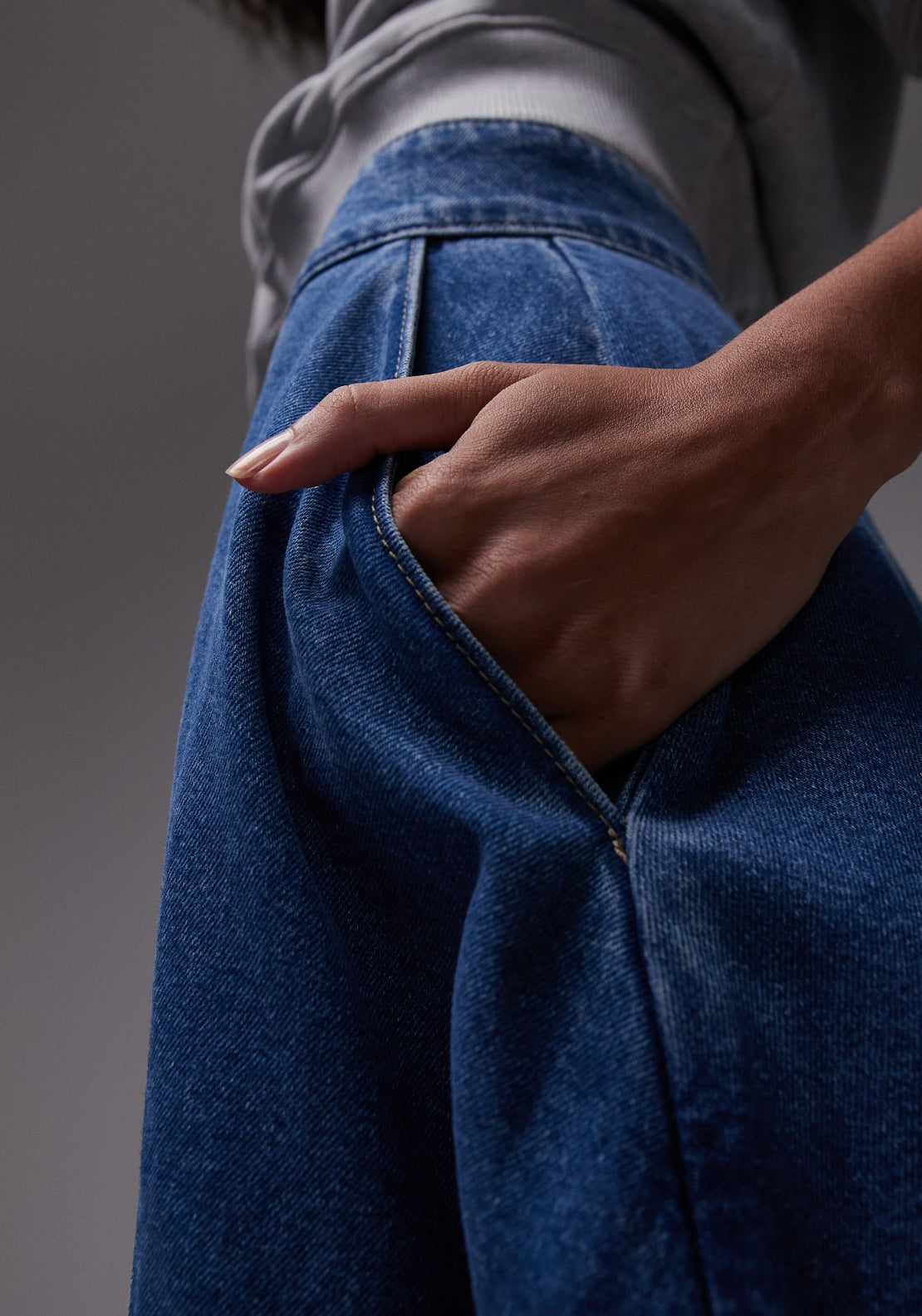 Topshop Elina High Rise Ankle Denim Skirt - Blue Denim 3 Shaws Department Stores