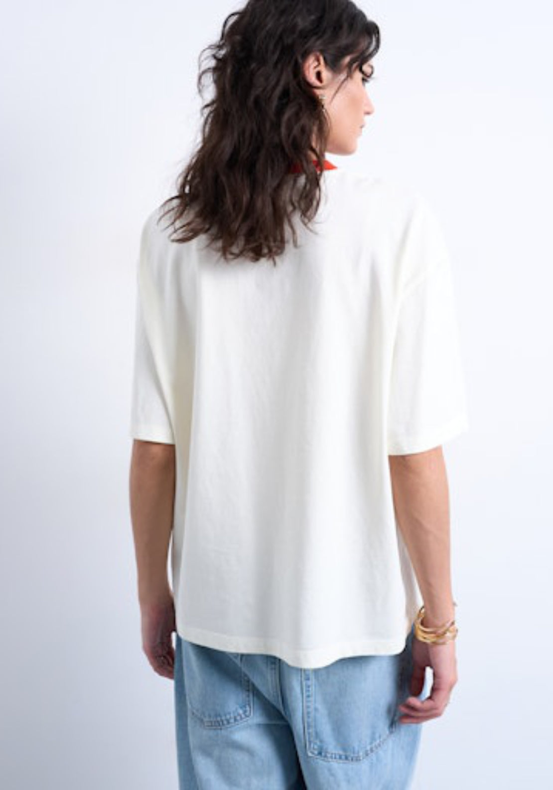 Topshop Emily Short Sleeve Graphic Oversized T-Shirt - Ecru 2 Shaws Department Stores