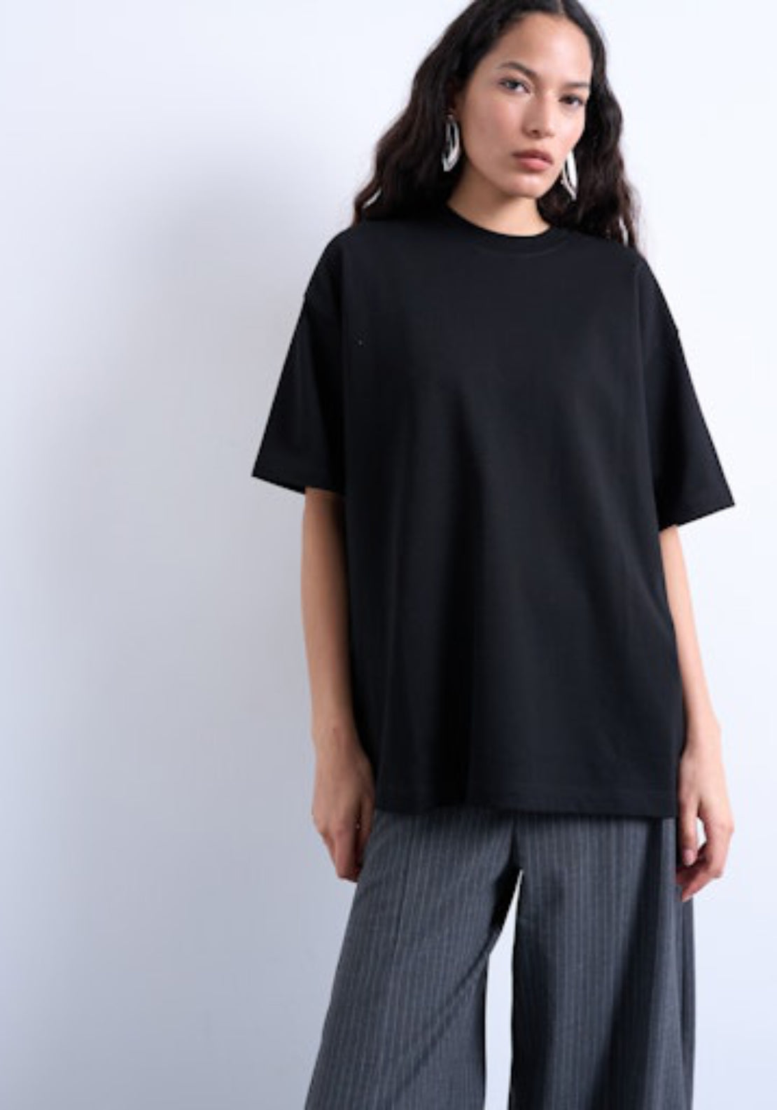 Topshop Victoria Short Sleeve Oversized T-Shirt - Black 1 Shaws Department Stores