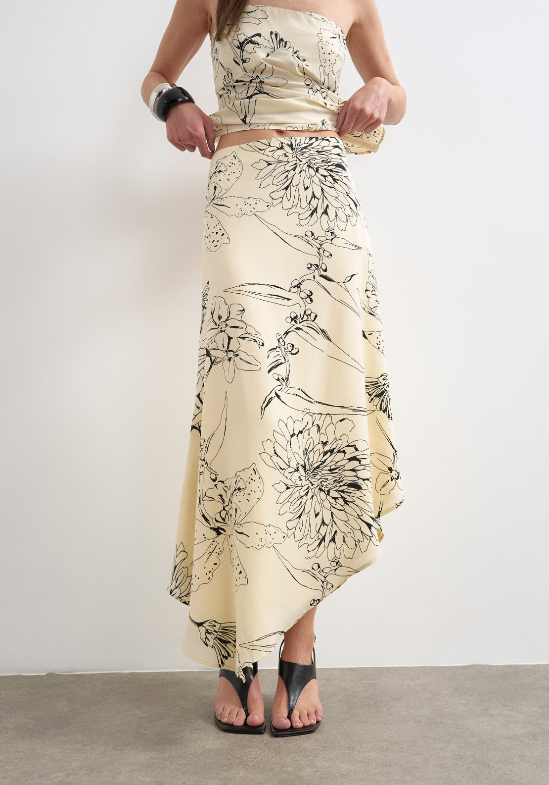 Topshop Mani Asymmetric Slip Skirt - White 1 Shaws Department Stores