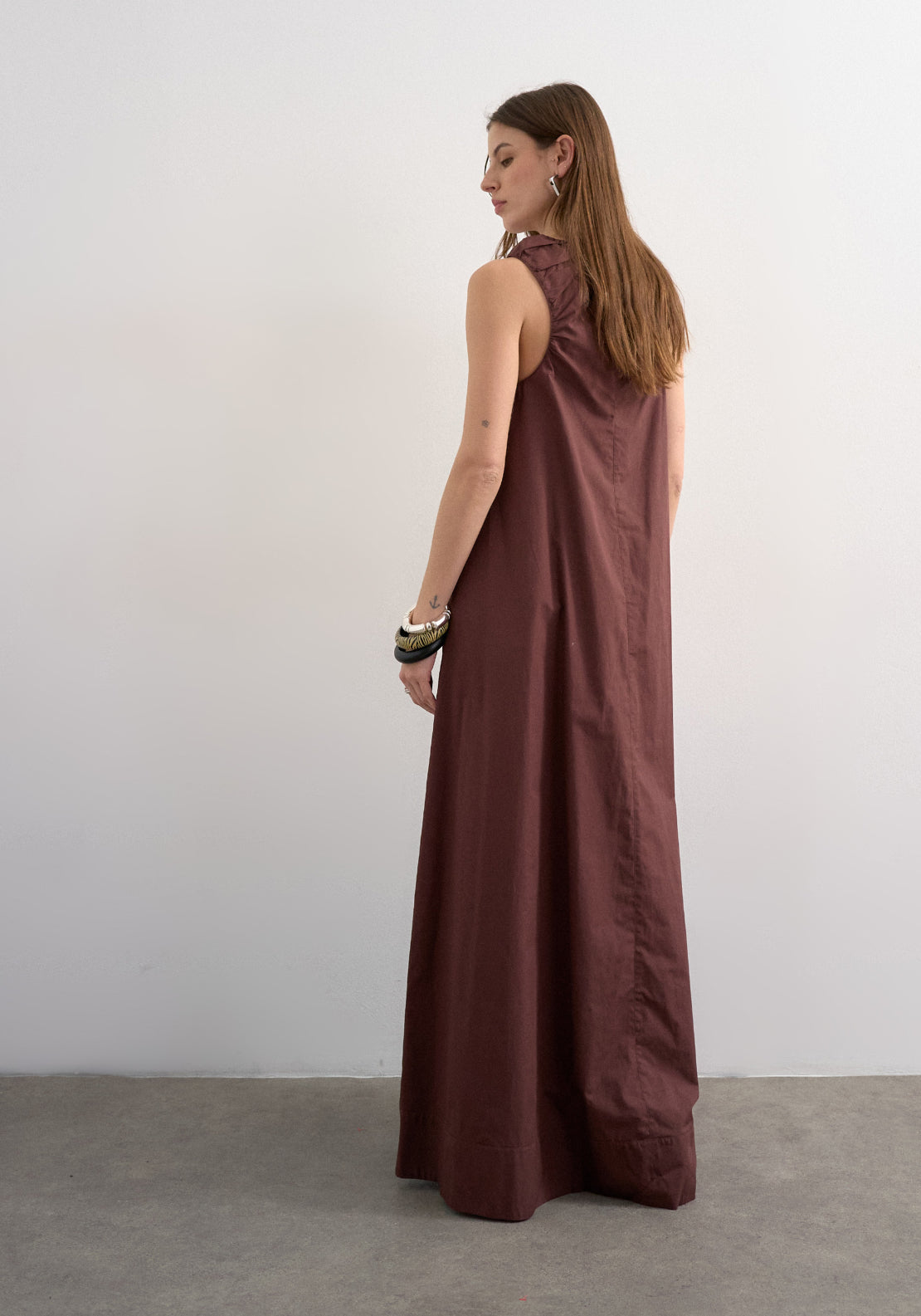 Topshop Runi Sleeveless Maxi Dress - Chocolate Brown 2 Shaws Department Stores
