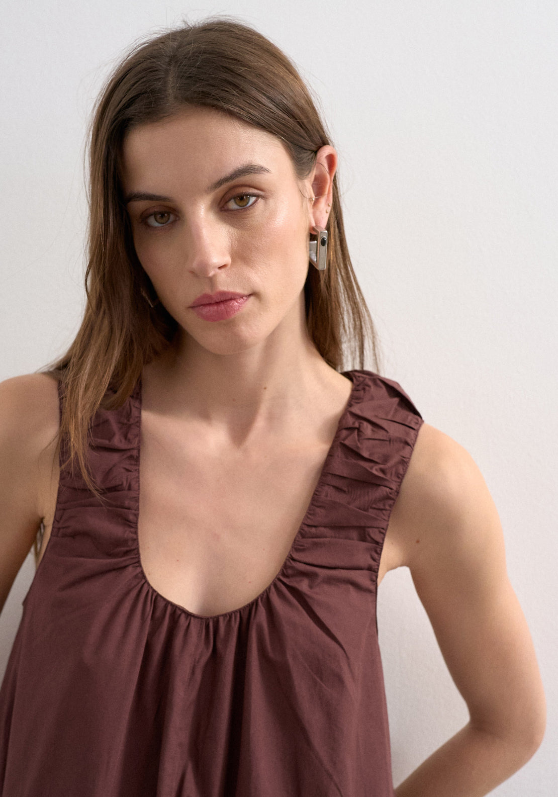 Topshop Runi Sleeveless Maxi Dress - Chocolate Brown 3 Shaws Department Stores