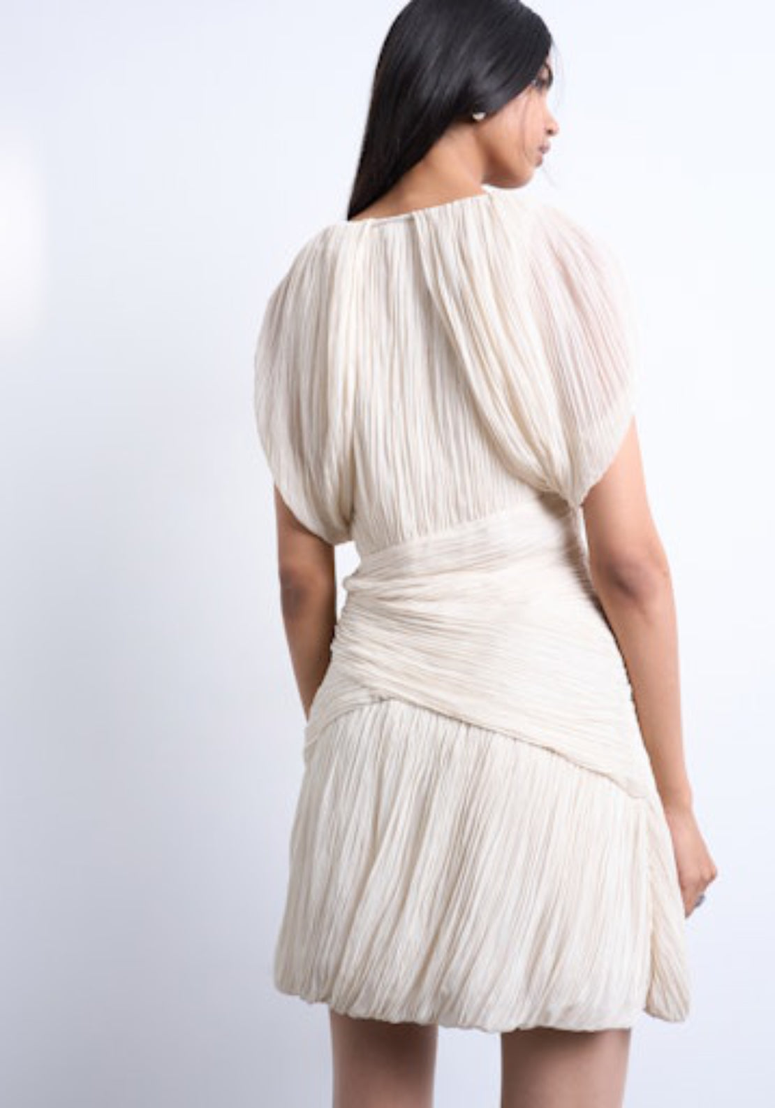 Topshop Svea Short Sleeve Drape Mini Dress - Snow White 2 Shaws Department Stores