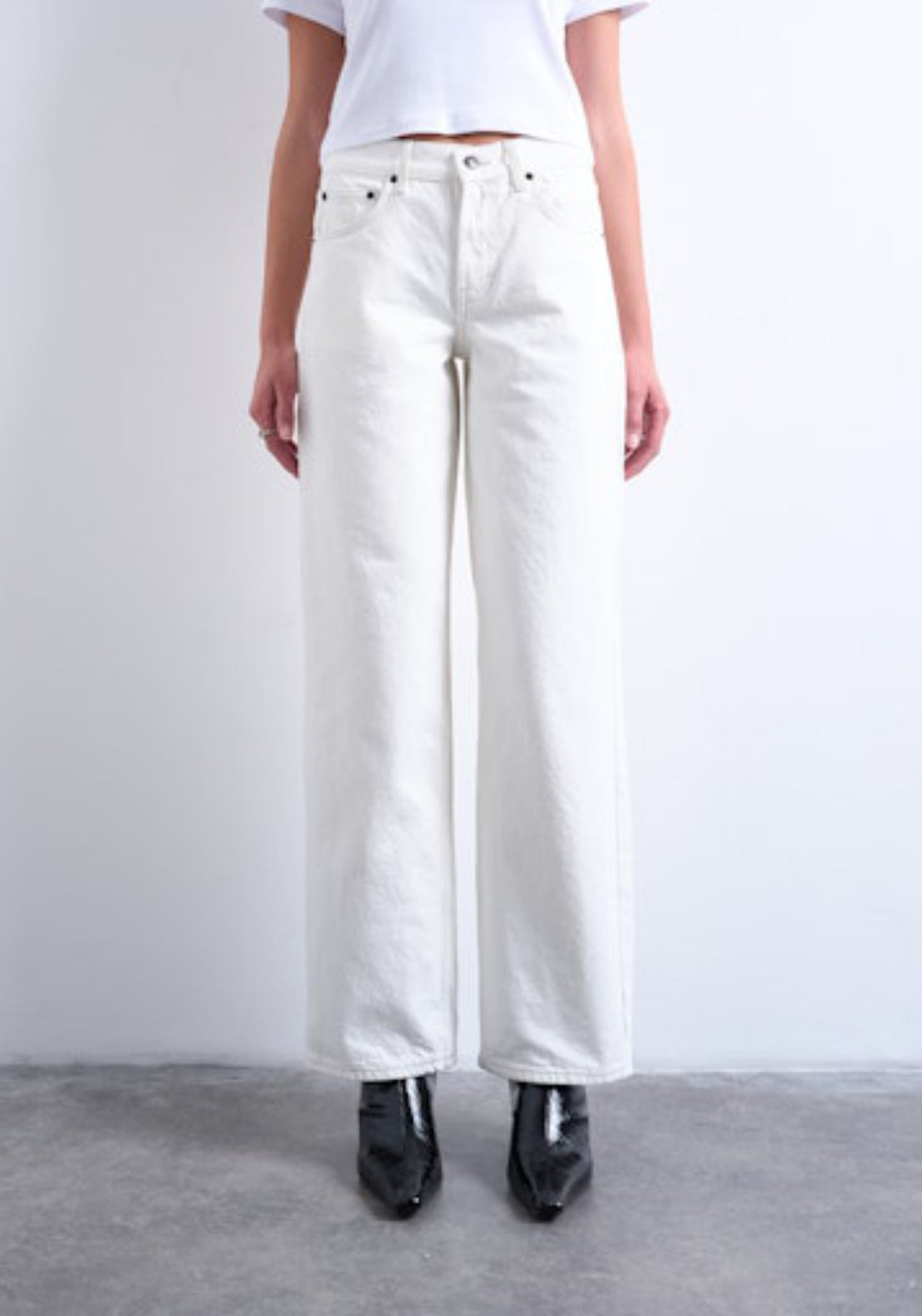 Topshop Cinch Low Rise Wide Jeans - Bone 1 Shaws Department Stores