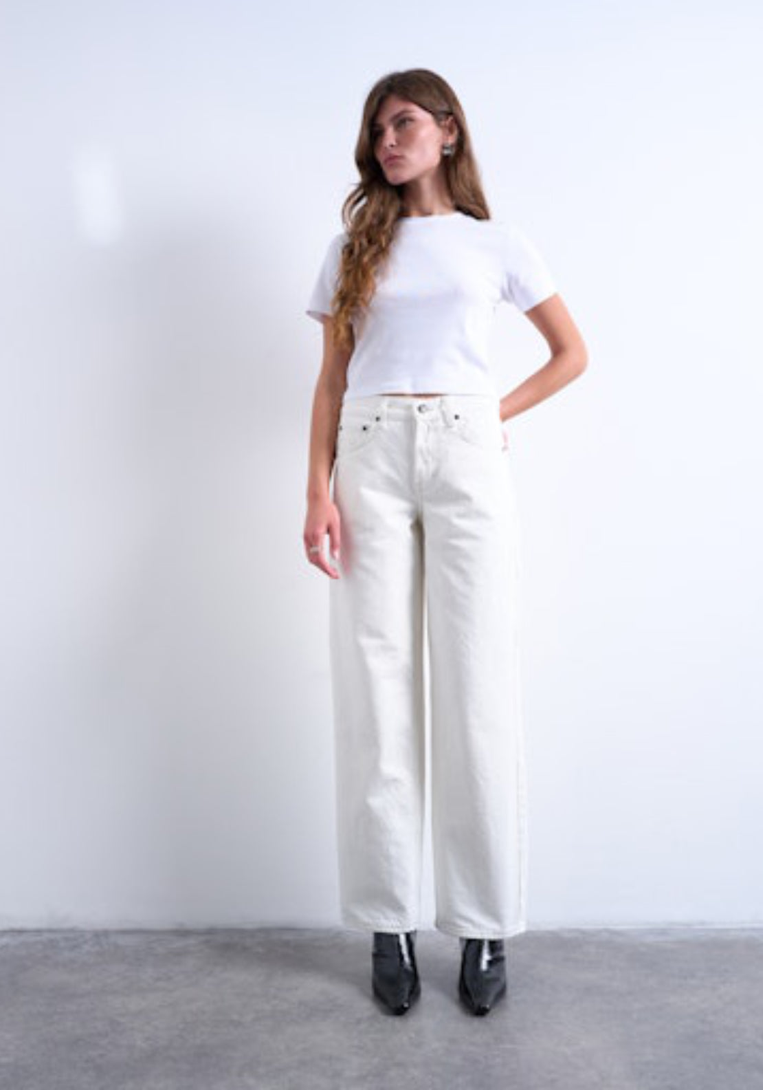 Topshop Cinch Low Rise Wide Jeans - Bone 4 Shaws Department Stores