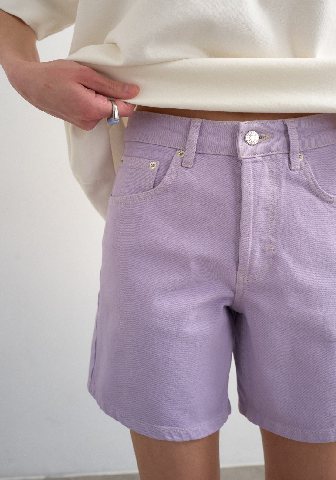Topshop Vigga High Rise Denim Shorts - Purple 3 Shaws Department Stores