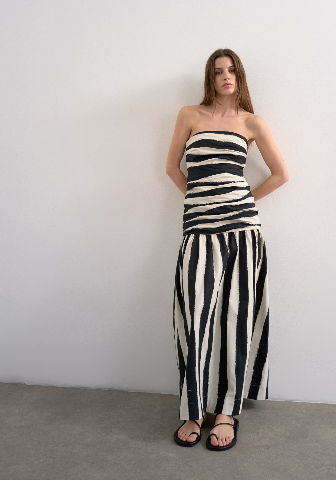 Topshop 100% Cotton Lisa Sleeveless Bandeau Maxi Dress - Black 1 Shaws Department Stores