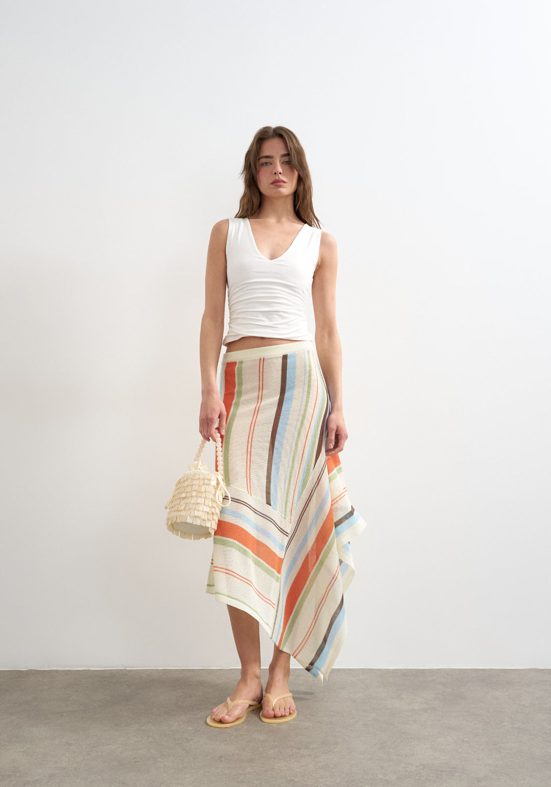 Topshop My Sleeveless V-Neck Ruched Side Tank Top - White 4 Shaws Department Stores