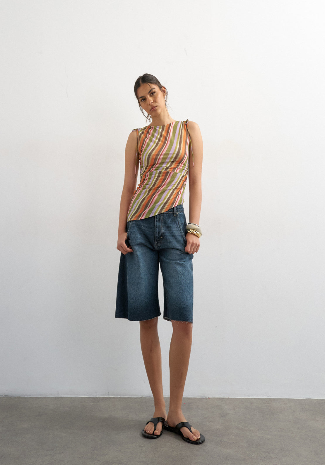 Topshop Guri Ruched Tank Top - Orange 4 Shaws Department Stores