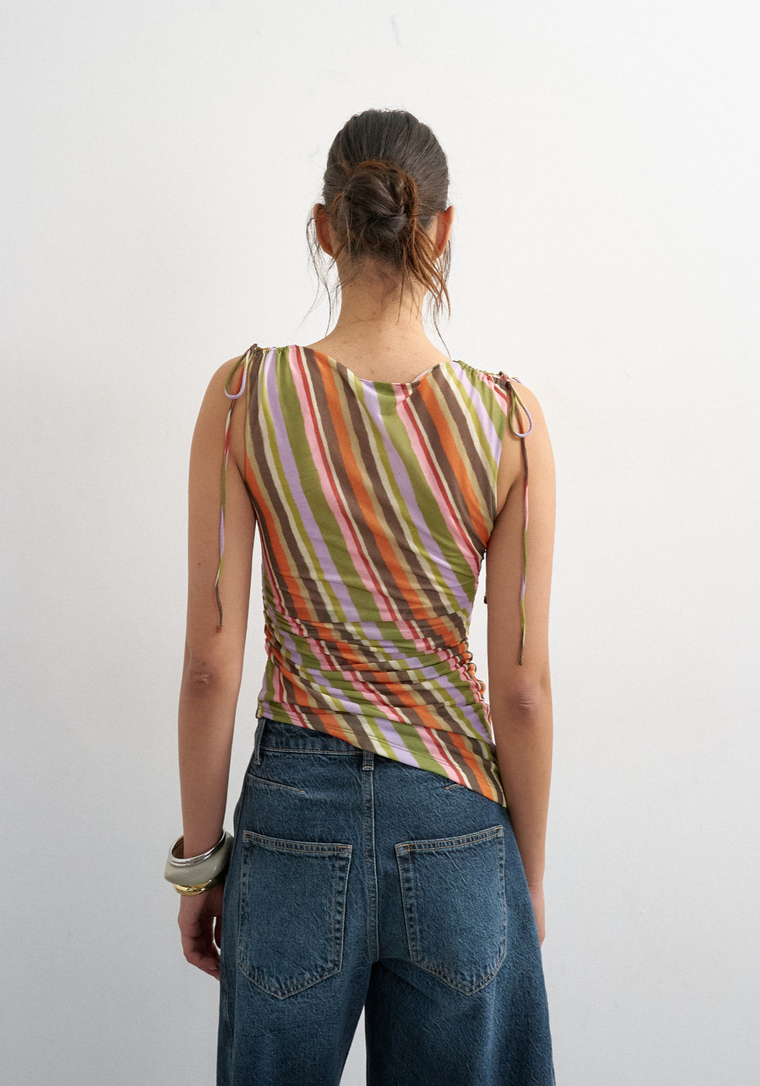Topshop Guri Ruched Tank Top - Orange 2 Shaws Department Stores