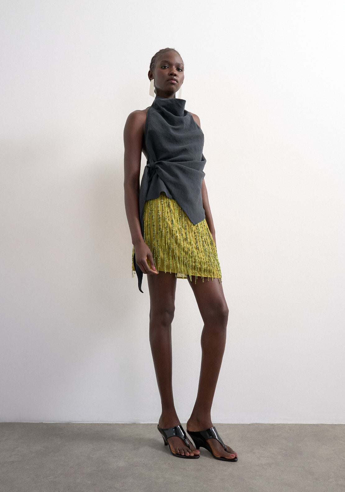 Topshop Rhea High Rise Mini Skirt - Yellow 5 Shaws Department Stores