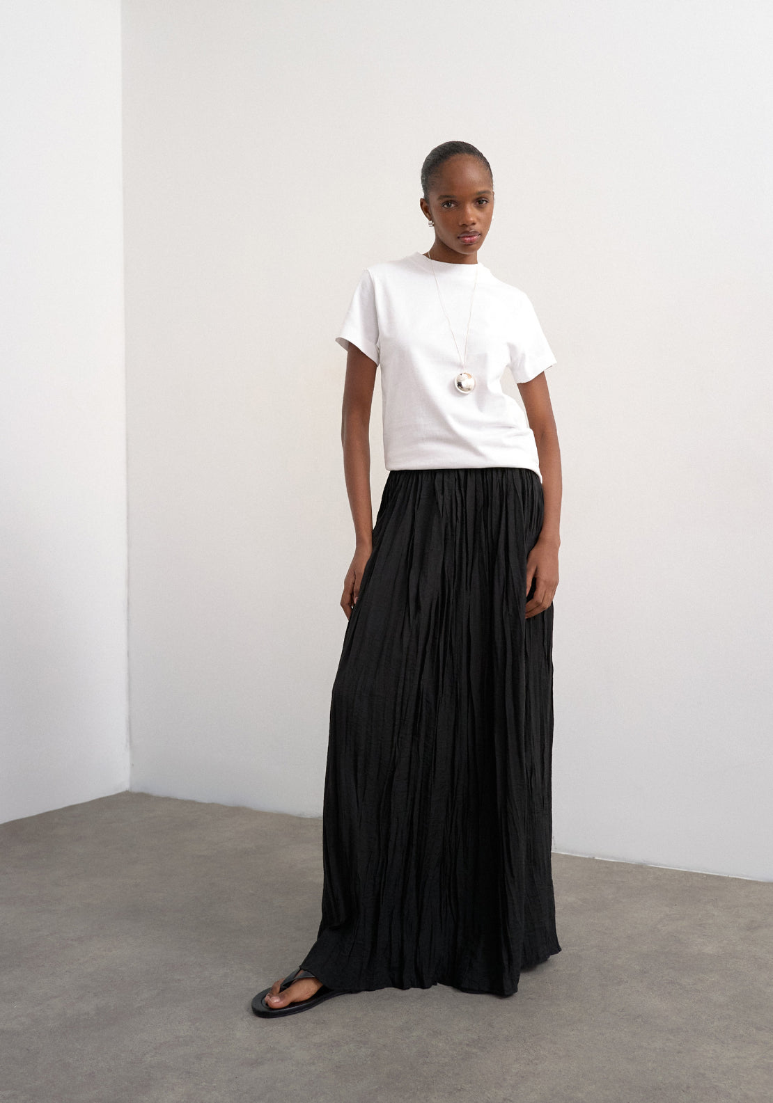 Topshop Thea High Rise Waist Crinkle Maxi Skirt - Black 5 Shaws Department Stores