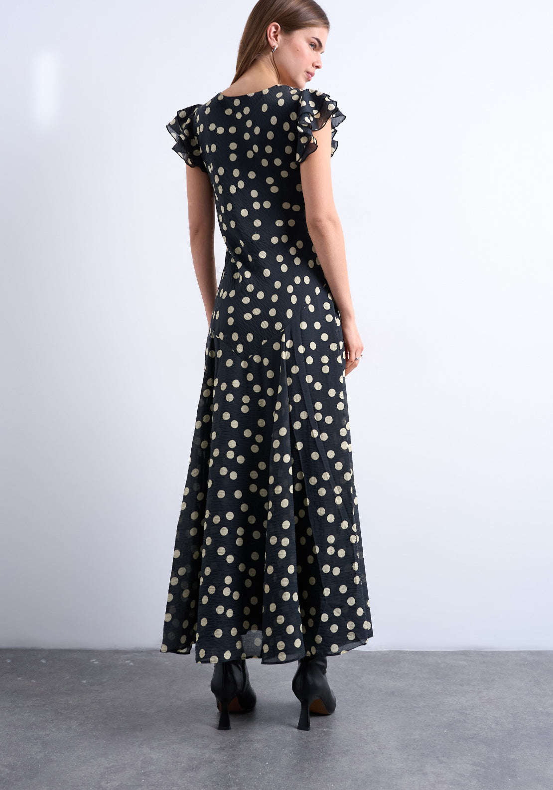 Topshop Saga Short Sleeve Maxi Dress - Black Dots 2 Shaws Department Stores