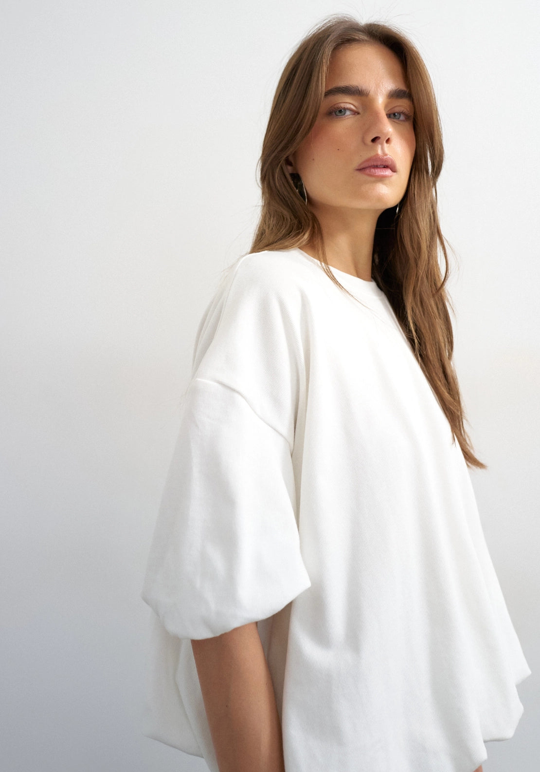 Mandy Bubble Hem T-Shirt - White