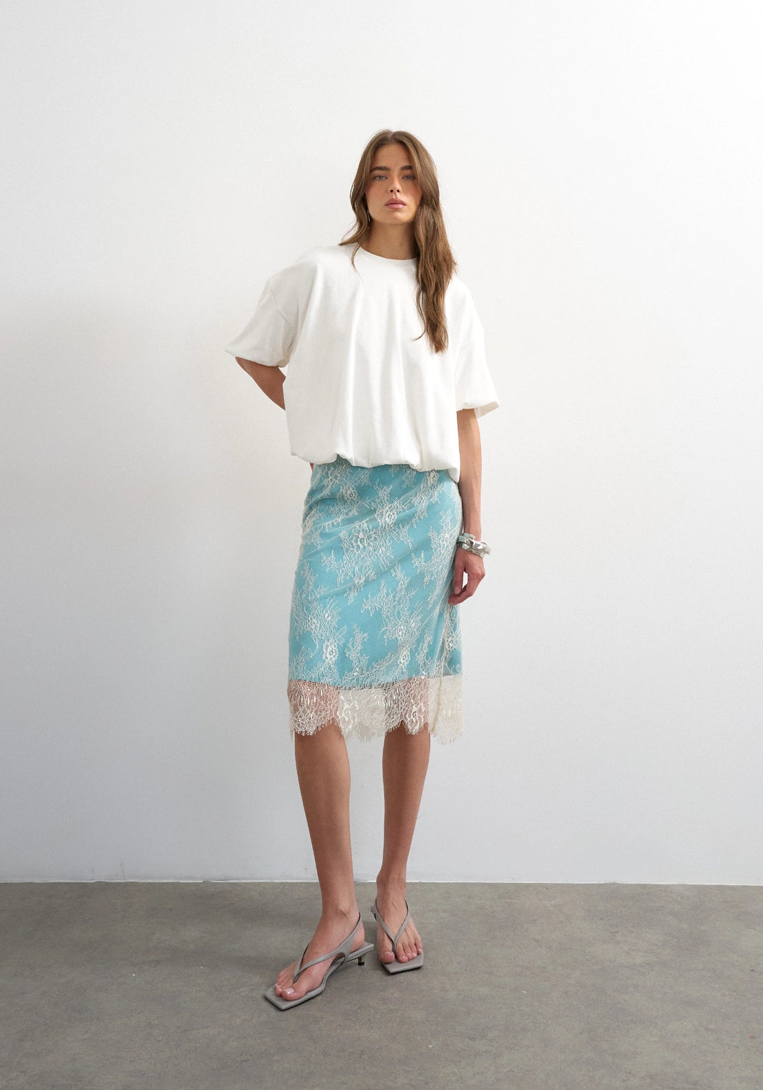 Mandy Bubble Hem T-Shirt - White
