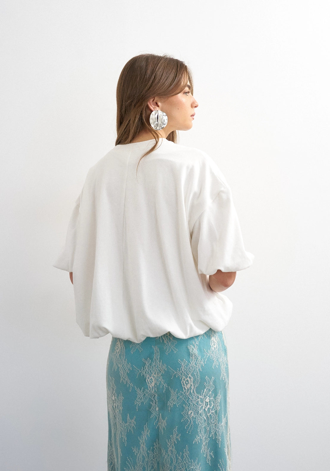 Mandy Bubble Hem T-Shirt - White