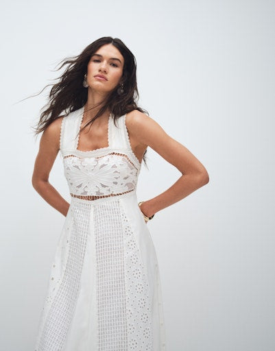 Milla Broderie Maxi Dress - White