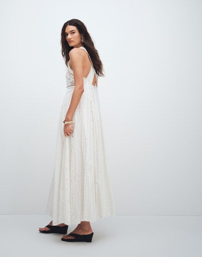 Milla Broderie Maxi Dress - White