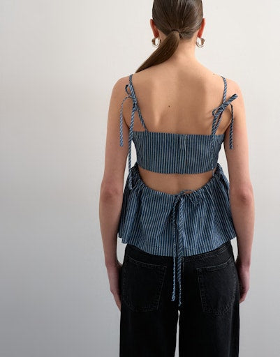 Emma Denim Strappy Cami Top - Blue Denim