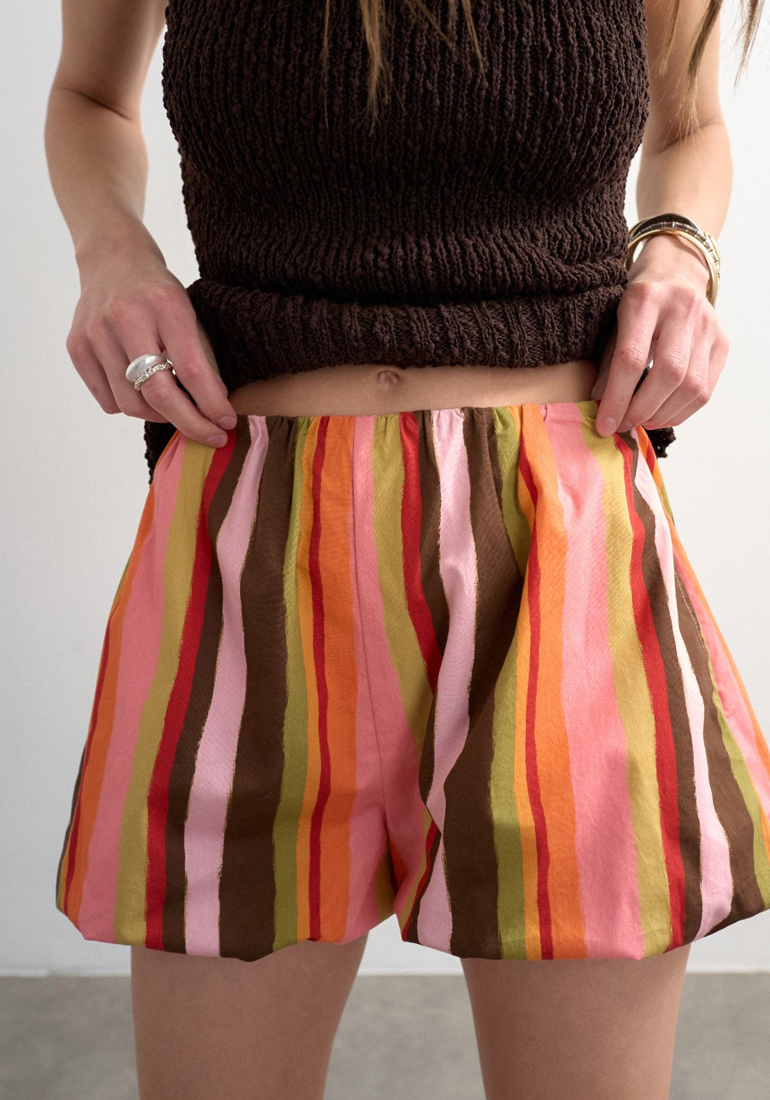 Topshop 100% Cotton Faye Bubble Hem Shorts - Pink 1 Shaws Department Stores