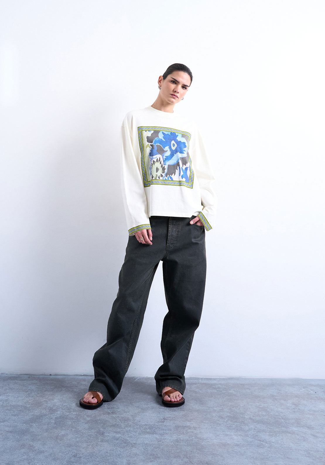 Topshop Diddi Skater T-Shirt - Ecru 4 Shaws Department Stores