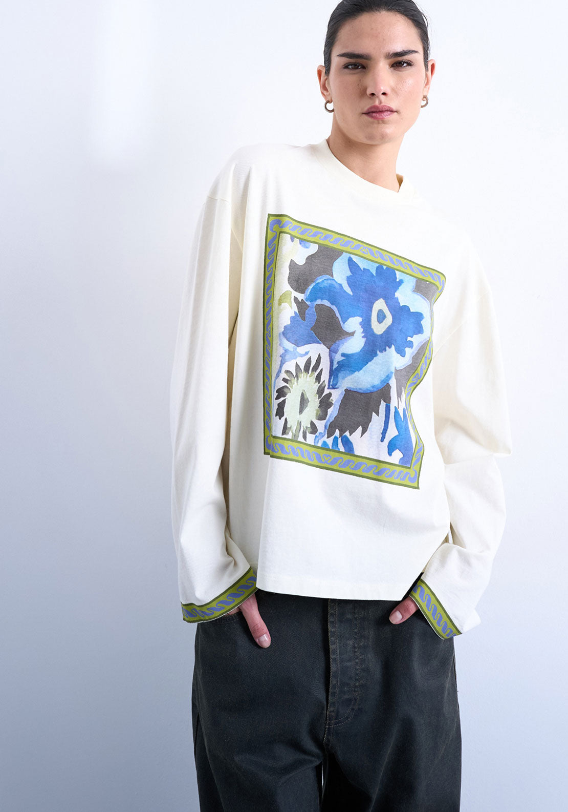 Topshop Diddi Skater T-Shirt - Ecru 1 Shaws Department Stores