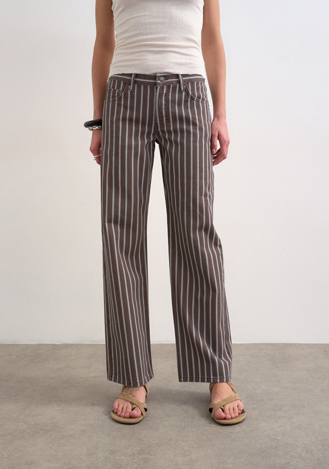 Topshop Ember Low Rise Wide Jeans - Brown Denim 1 Shaws Department Stores