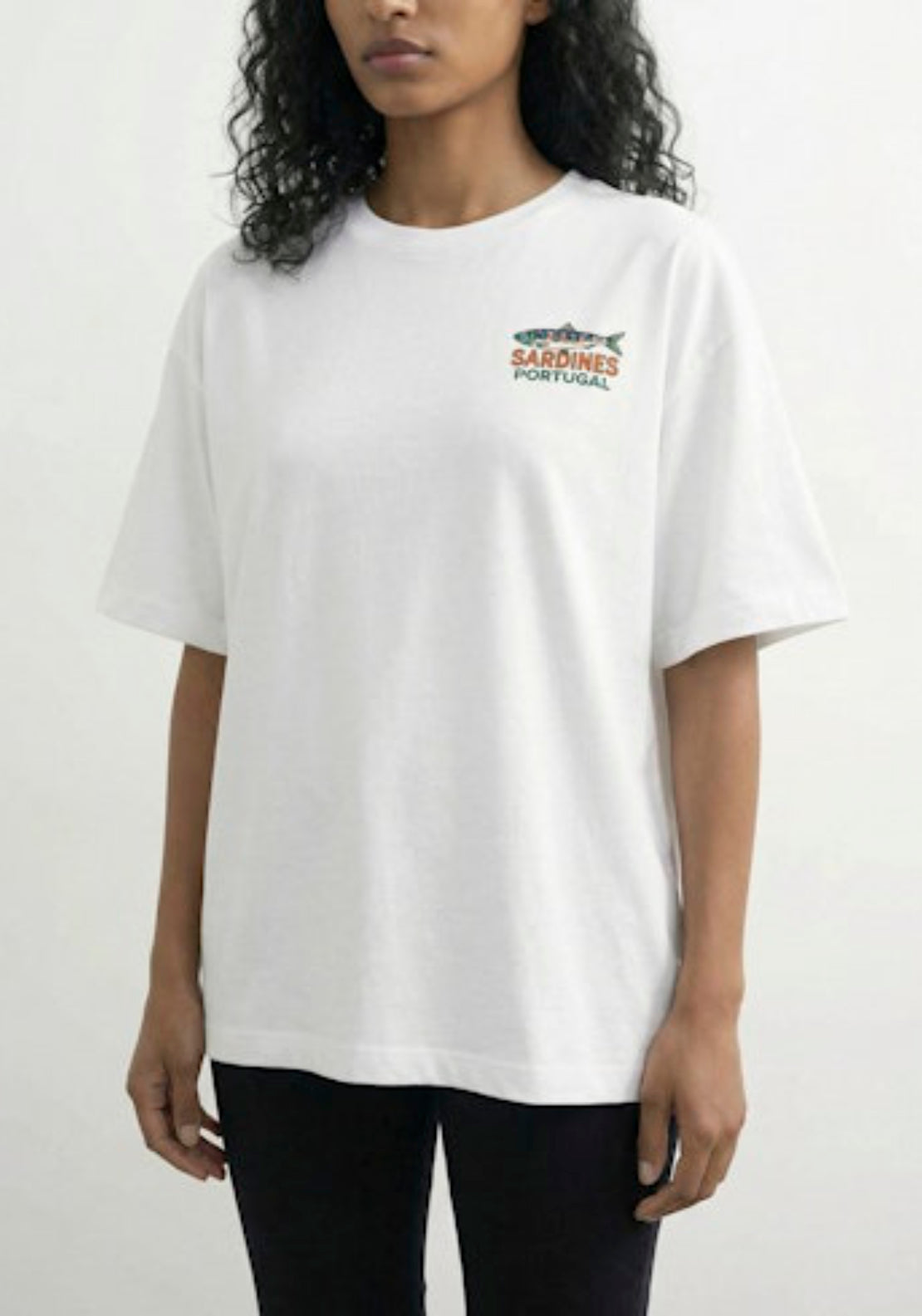 Topshop Premium Boxy Printed T-Shirt - White/sardines 1 Shaws Department Stores